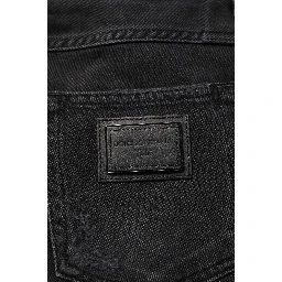 Black Cotton Logo Plaque Skinny Denim Jeans