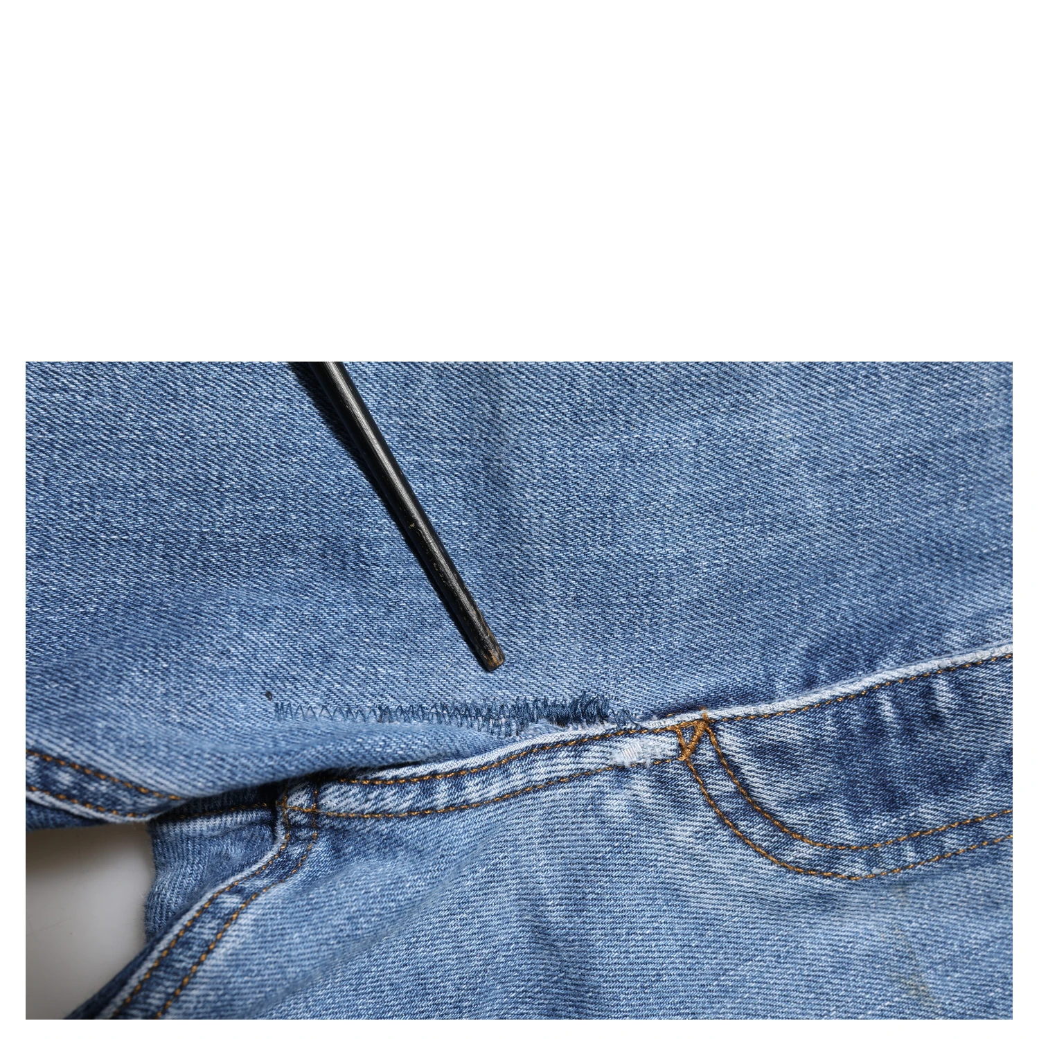Blue Washed Tattered Logo Plaque Denim Jeans