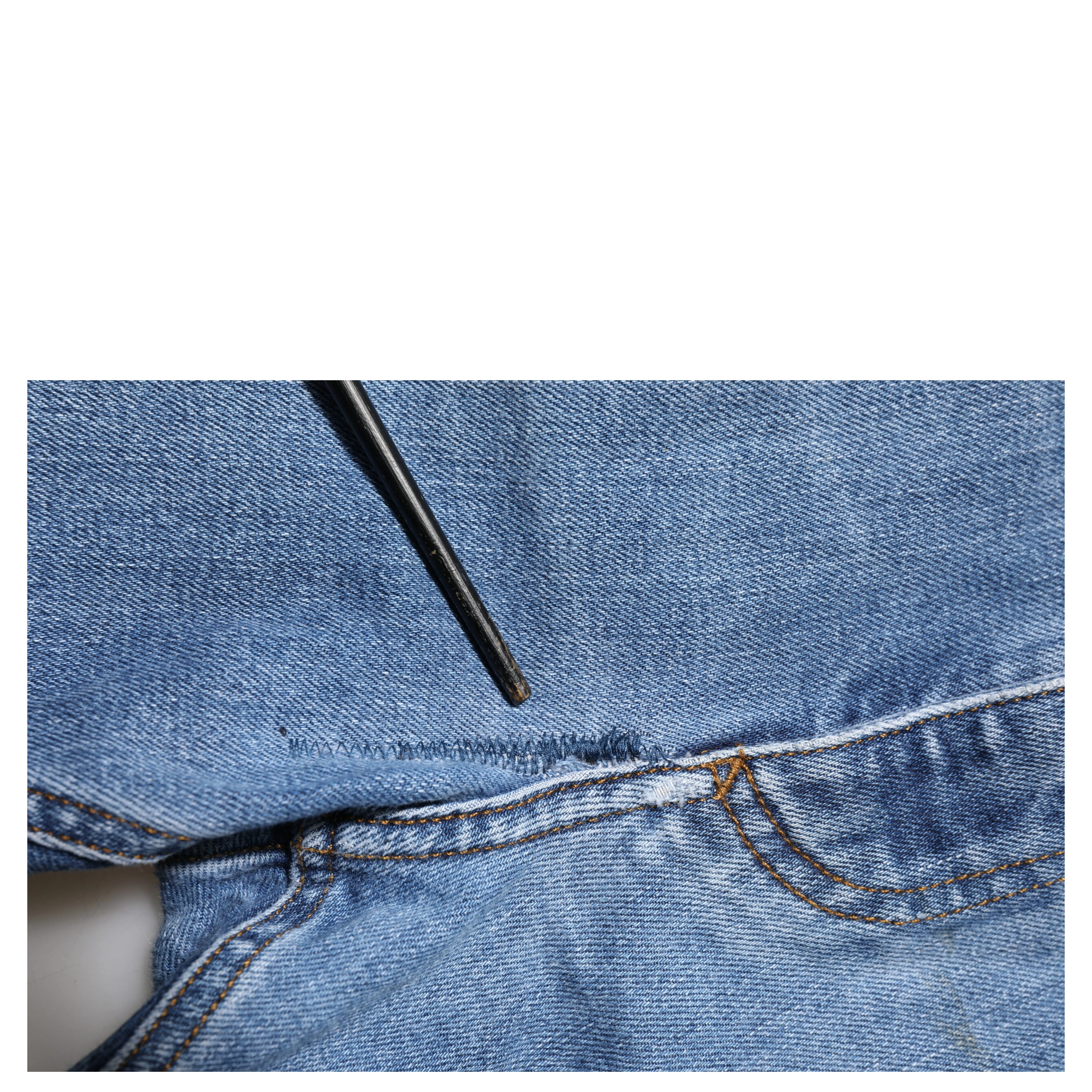 Blue Washed Tattered Logo Plaque Denim Jeans