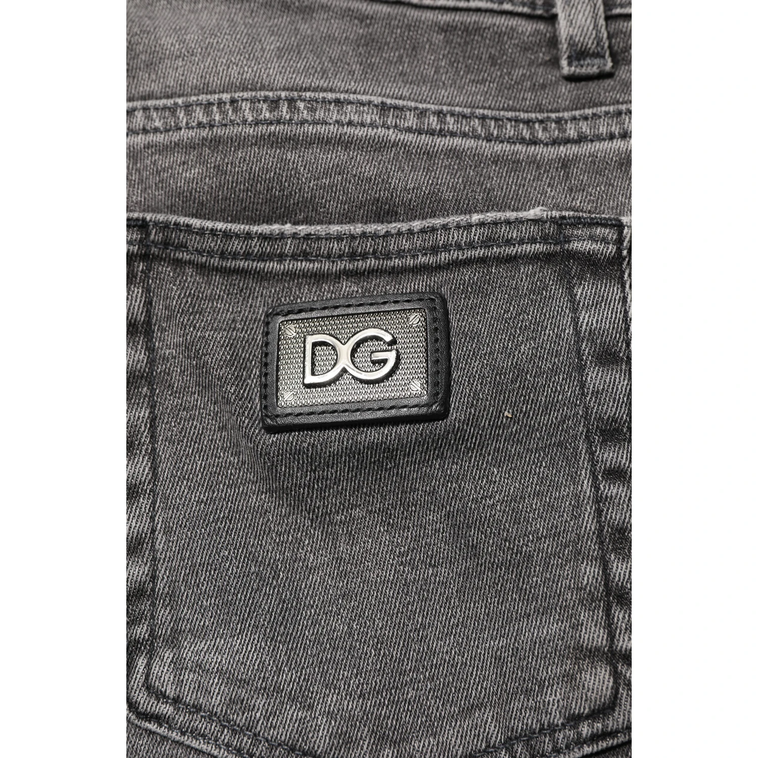 Gray Cotton Logo Plaque Men Denim Jeans