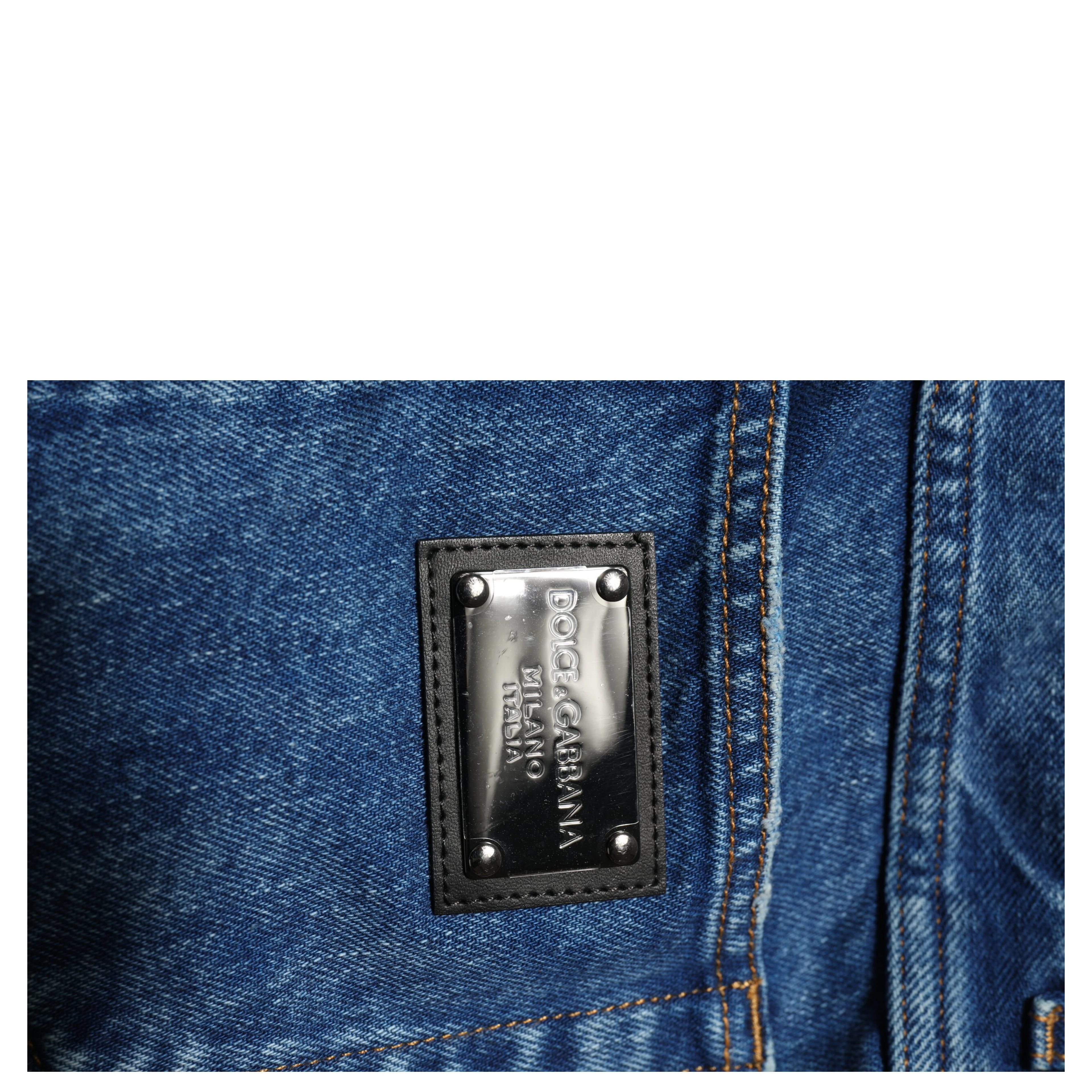 Blue Cotton Logo Plaque Denim Jeans