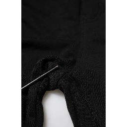 Black Cotton Logo Tape Men Jogger Pants