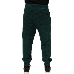 Green Logo Print Jogger Men Sweatpants Pants