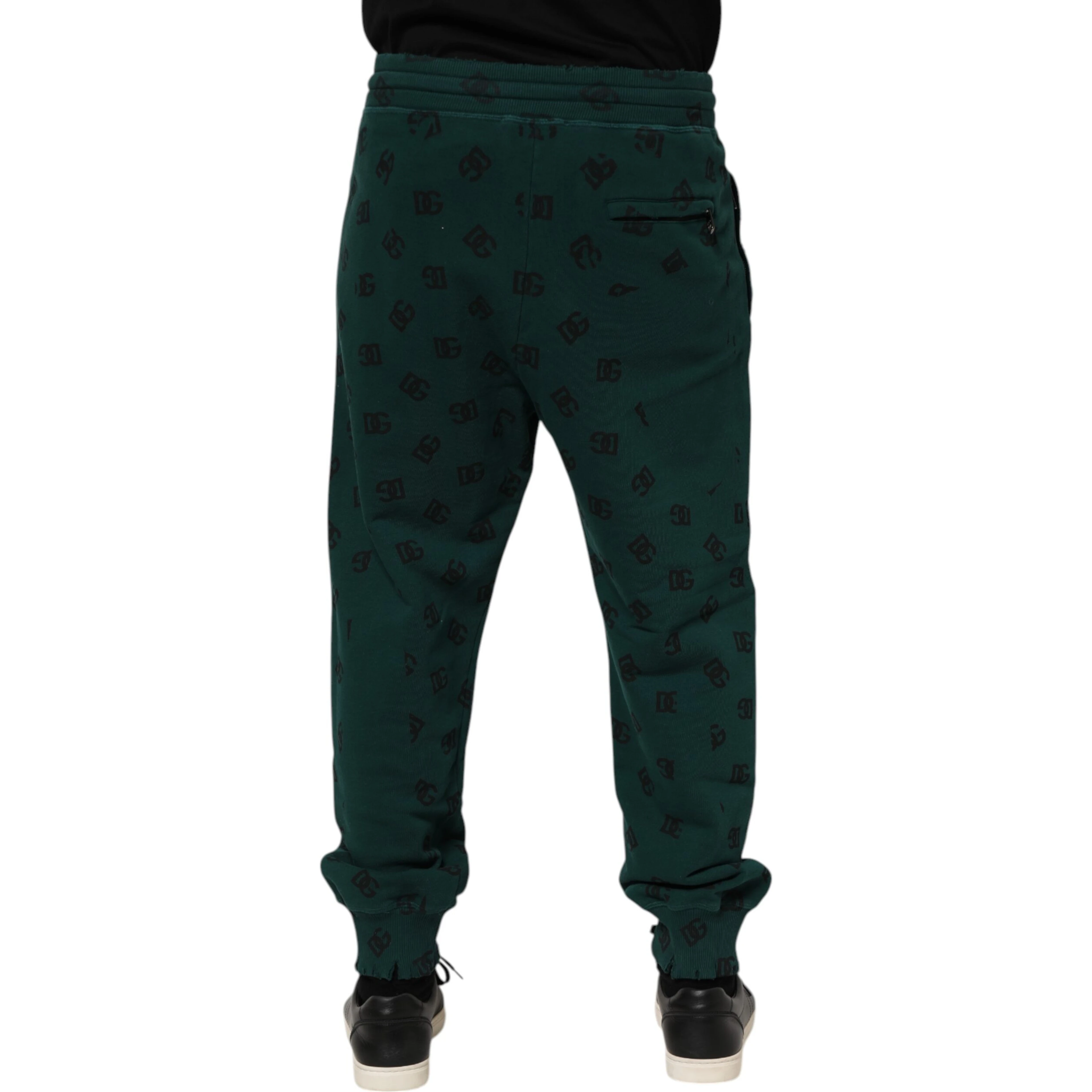 Green Logo Print Jogger Men Sweatpants Pants