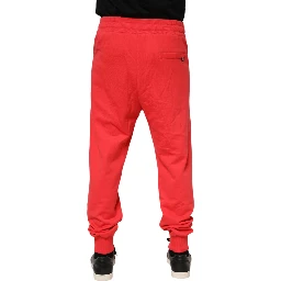 Red Cotton Men Jogger Sweatpants Pants