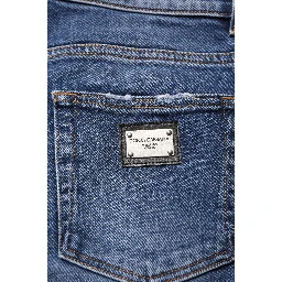 Blue Cotton Logo Plaque Skinny Men Denim Jeans