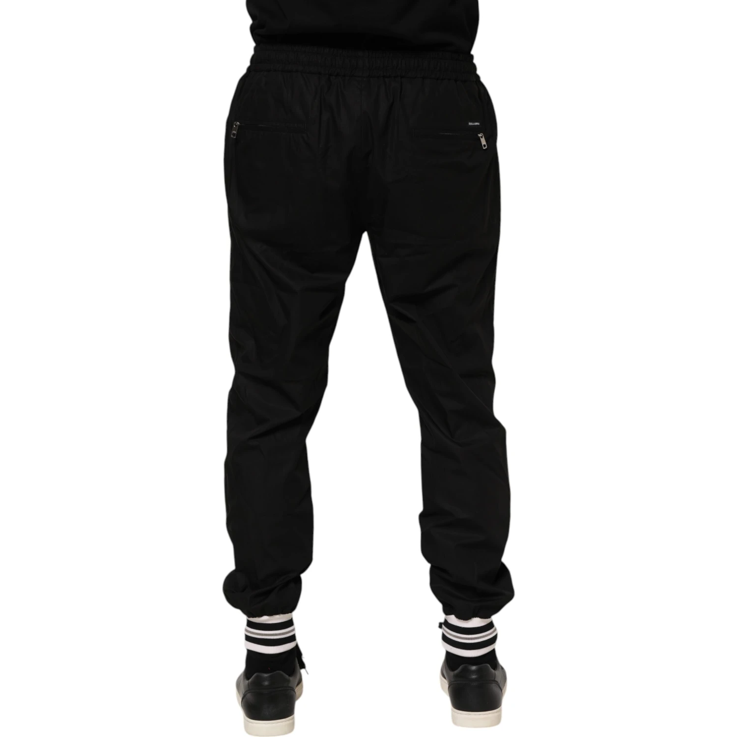 Black Cotton Logo Tape Men Jogger Pants