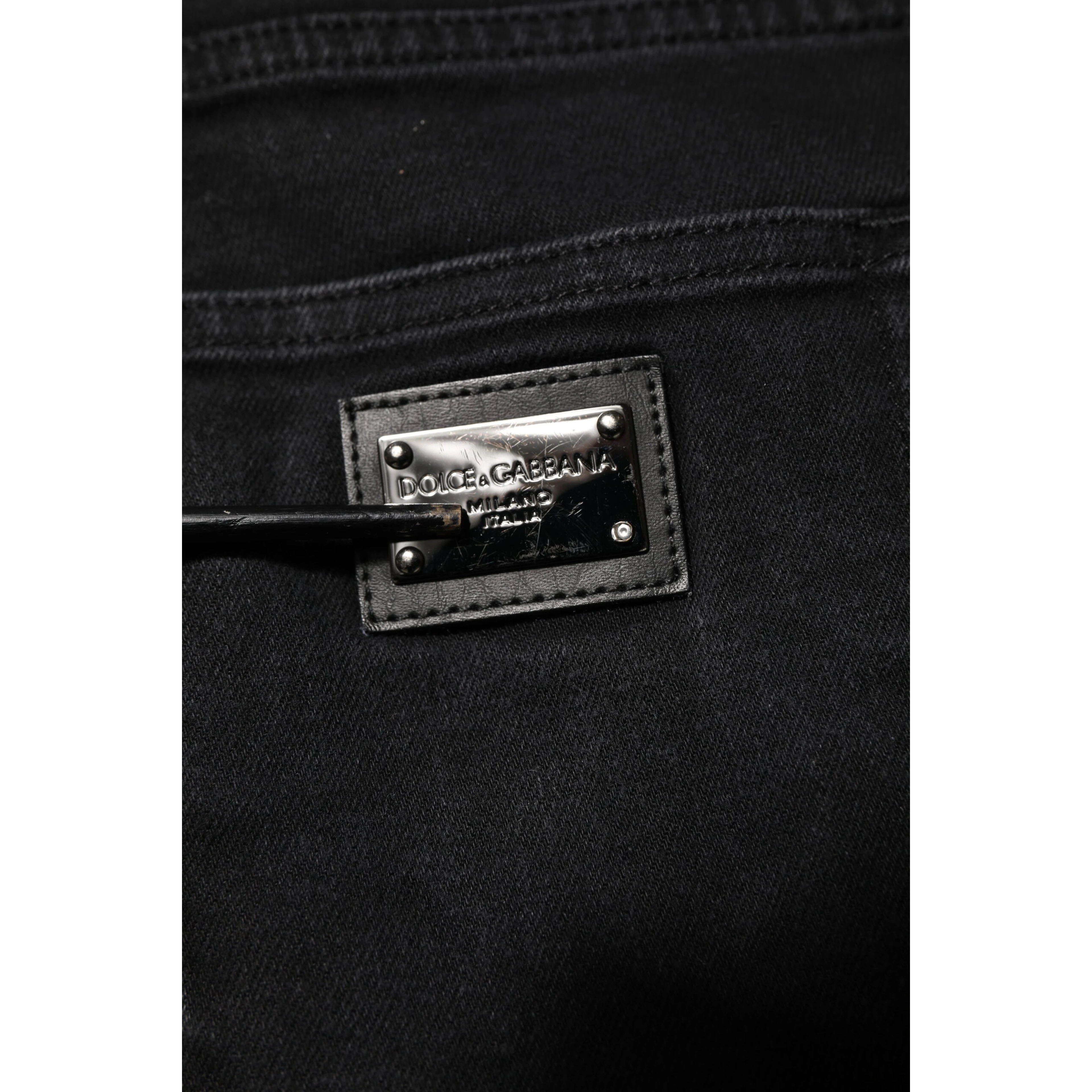 Black Cotton Logo Plaque Slim Fit Denim Jeans