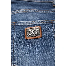 Blue Cotton Logo Plaque Denim Jeans