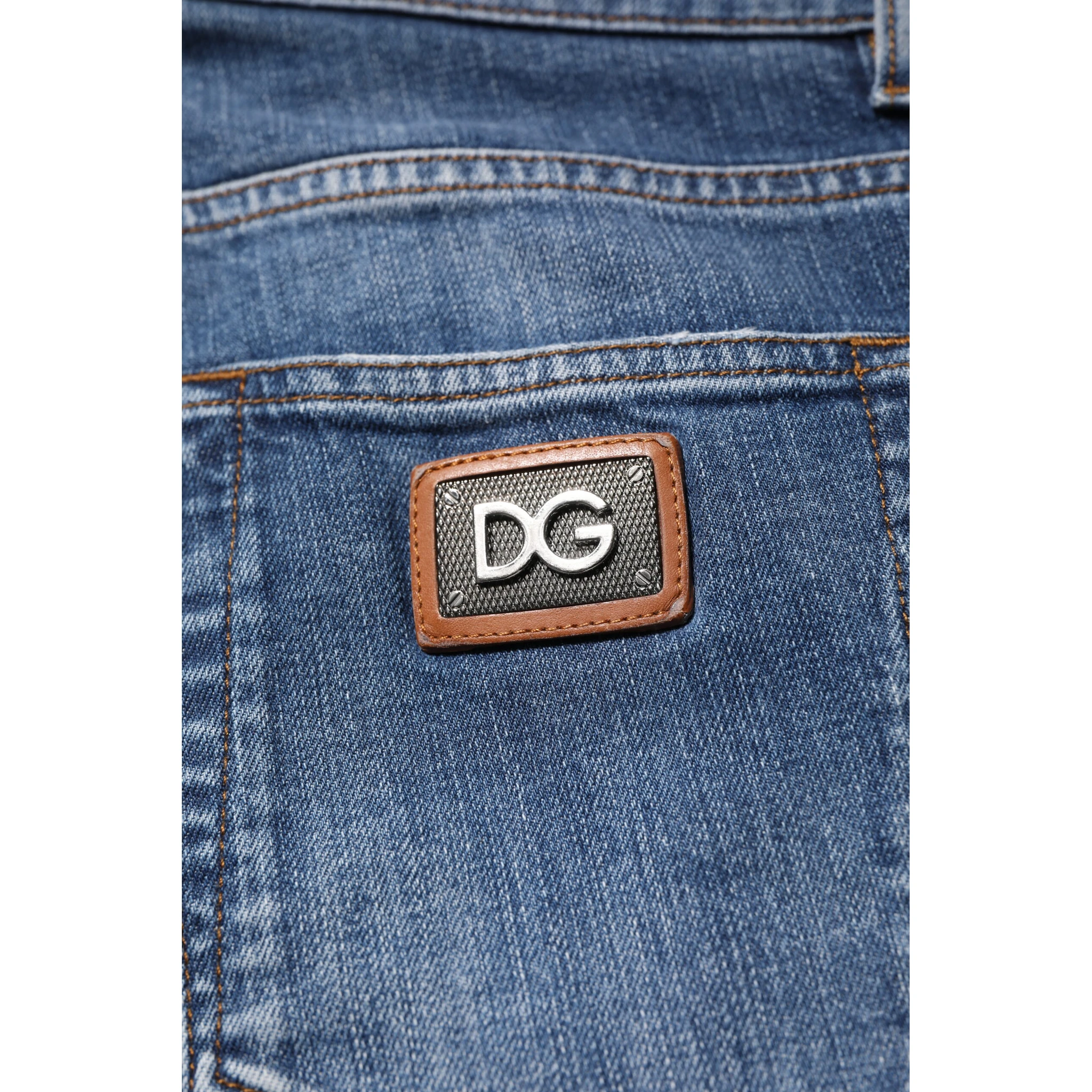 Blue Cotton Logo Plaque Denim Jeans