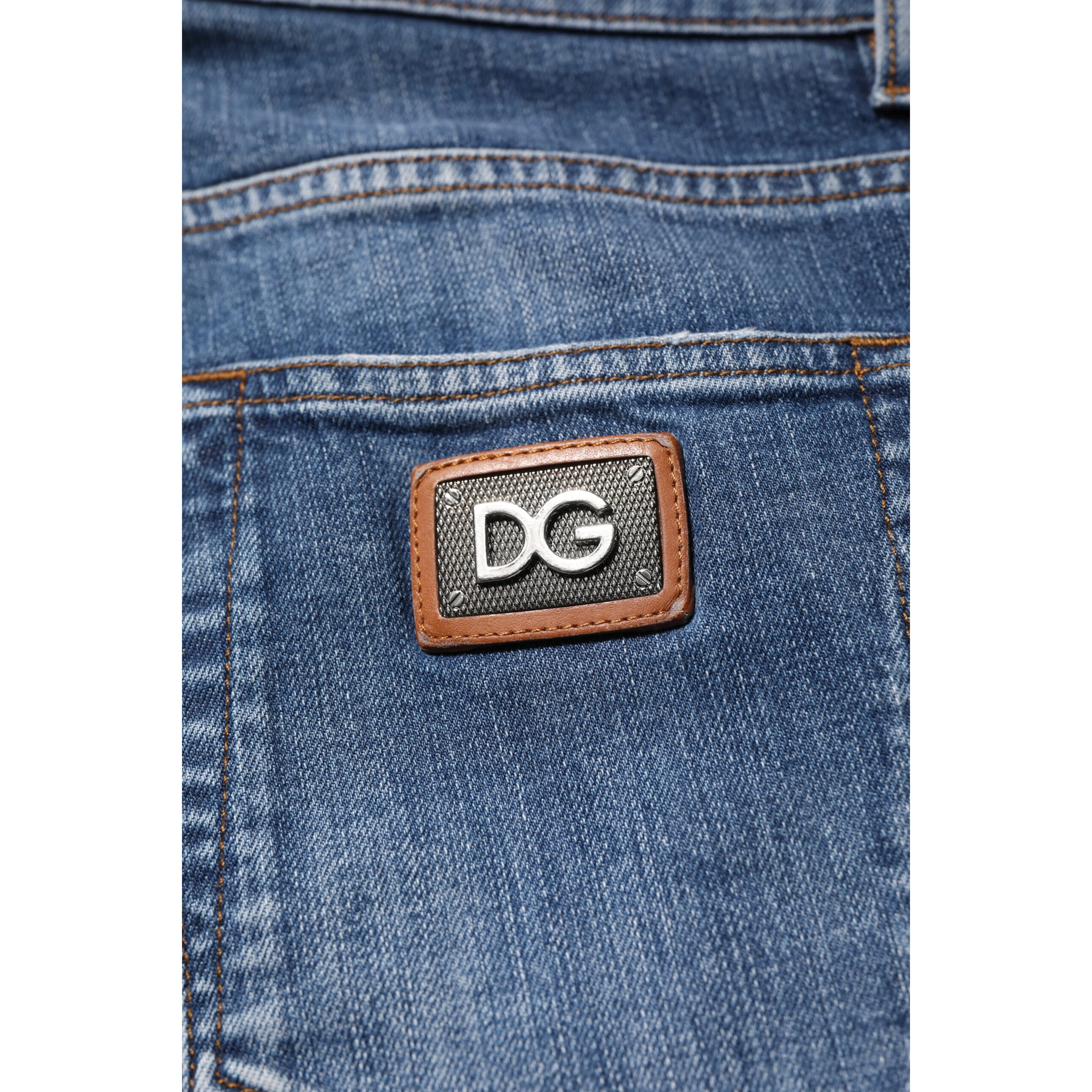 Blue Cotton Logo Plaque Denim Jeans