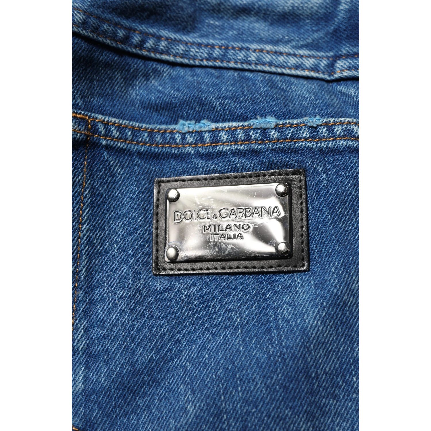 Blue Cotton Logo Plaque Denim Jeans