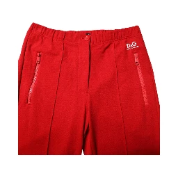 Red Viscose Logo Jogger Men Sweatpants Pants