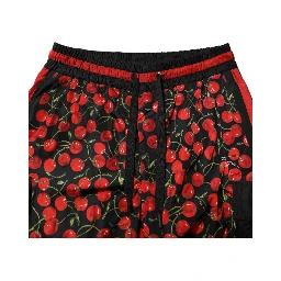 Black Red Cherry Print Men Sweatpants Pants