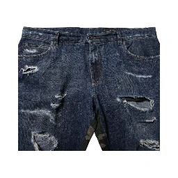 Blue Cotton Camouflage Denim Jeans