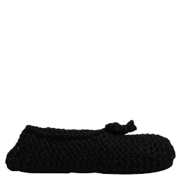 Black Wool Slip On Flats Ballerina Shoes