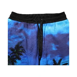 Blue Hawaiian Print Jogger Sweatpants Pants