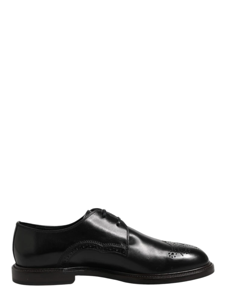 Black Leather Derby Wingtip Formal Shoes