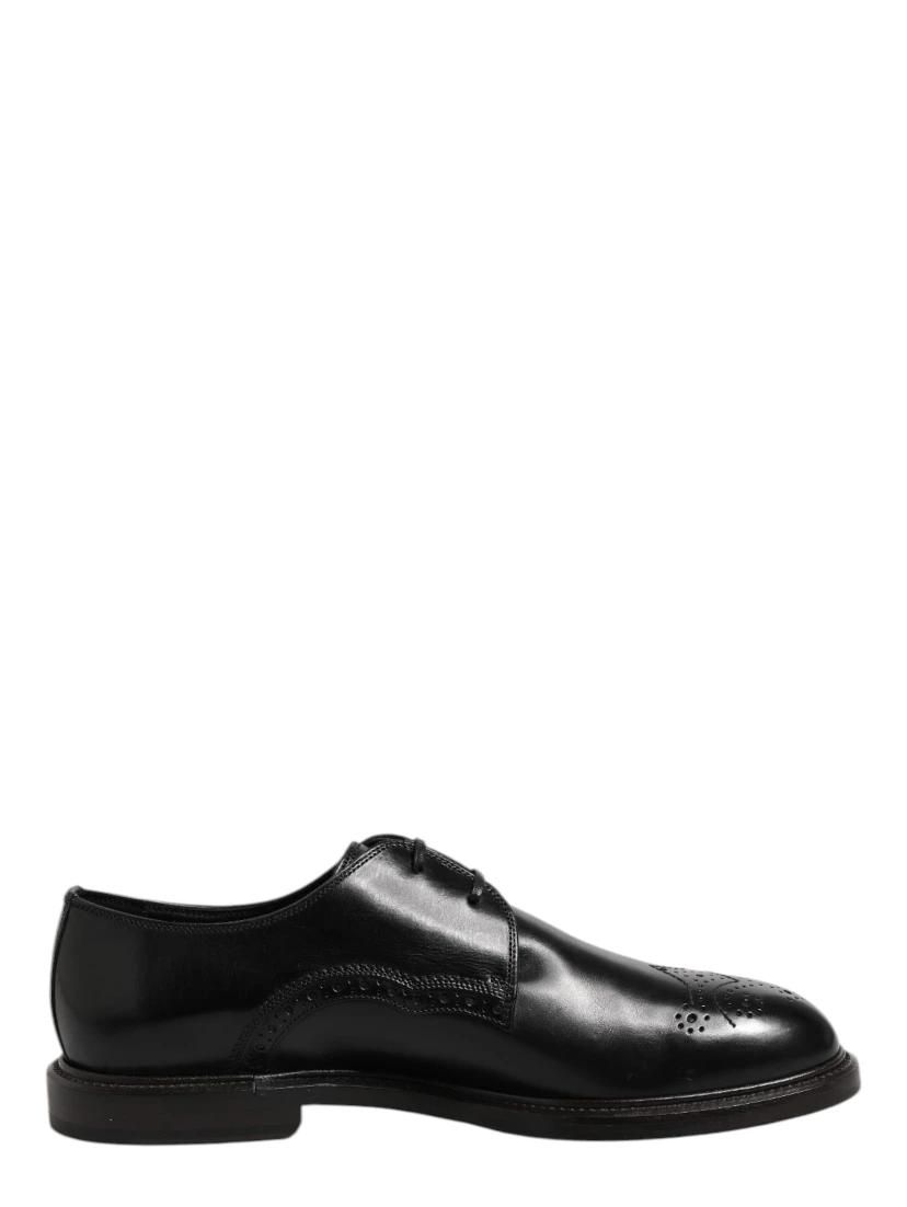 Black Leather Derby Wingtip Formal Shoes