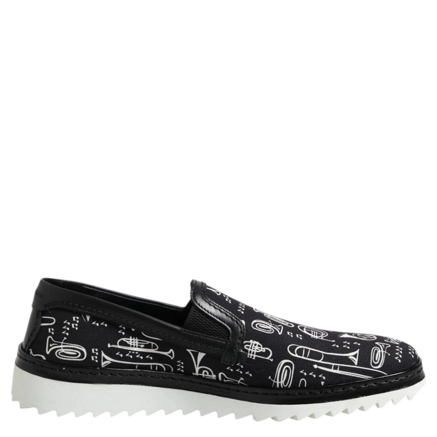 Black Slip On Printed Men Loafers Shoes