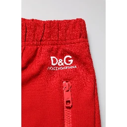 Red Viscose Logo Jogger Men Sweatpants Pants