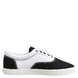 Black Cotton Canvas Lace Up Men Sneakers Shoes