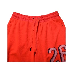 Orange Polyester Jogger Men Sweatpants Pants