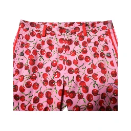 Pink Cherry Print Cotton Dress Pants