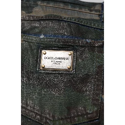 Blue Cotton Camouflage Denim Jeans