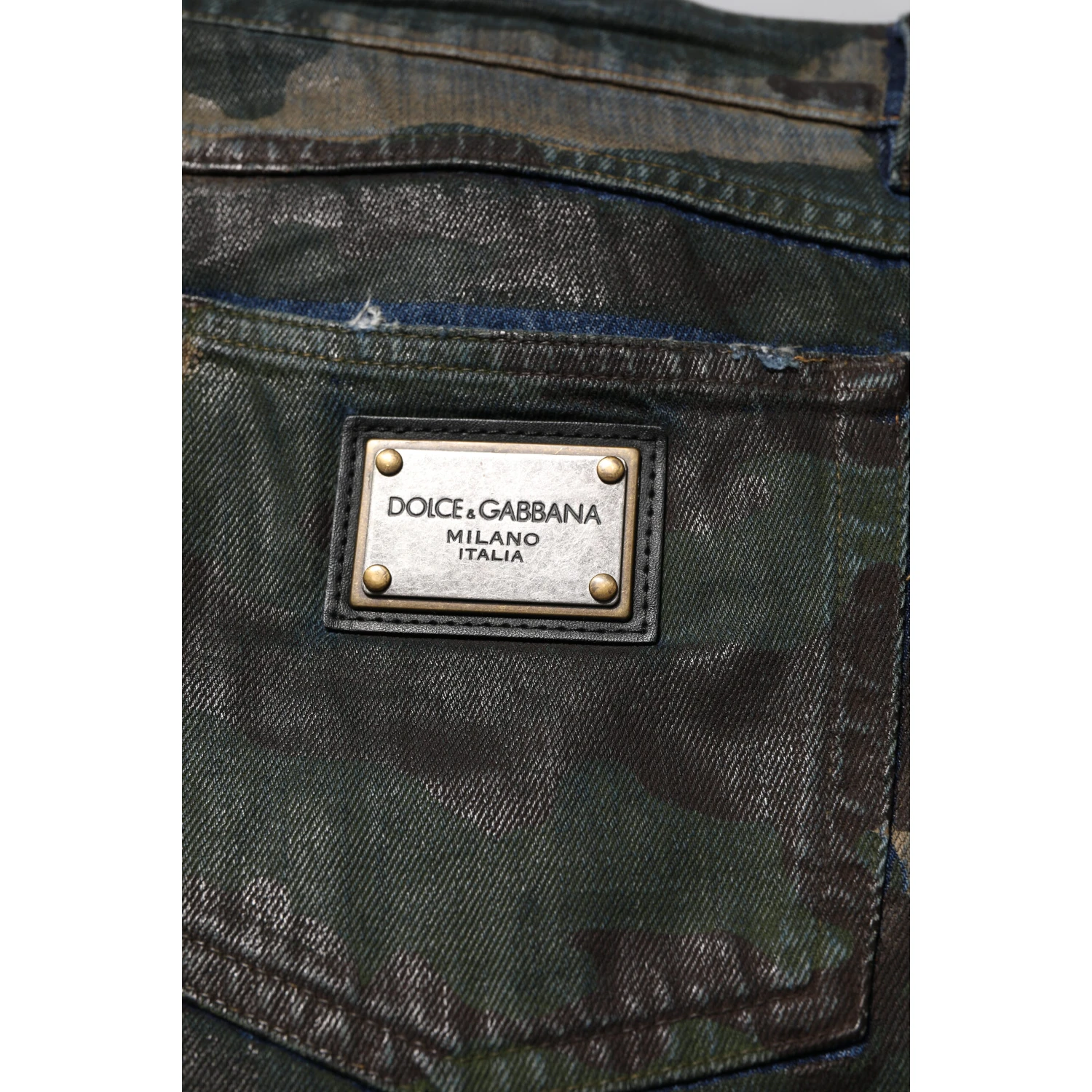 Blue Cotton Camouflage Denim Jeans