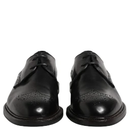 Black Leather Derby Wingtip Formal Shoes