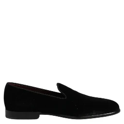Black Velvet Slip On Loafers Formal Shoes