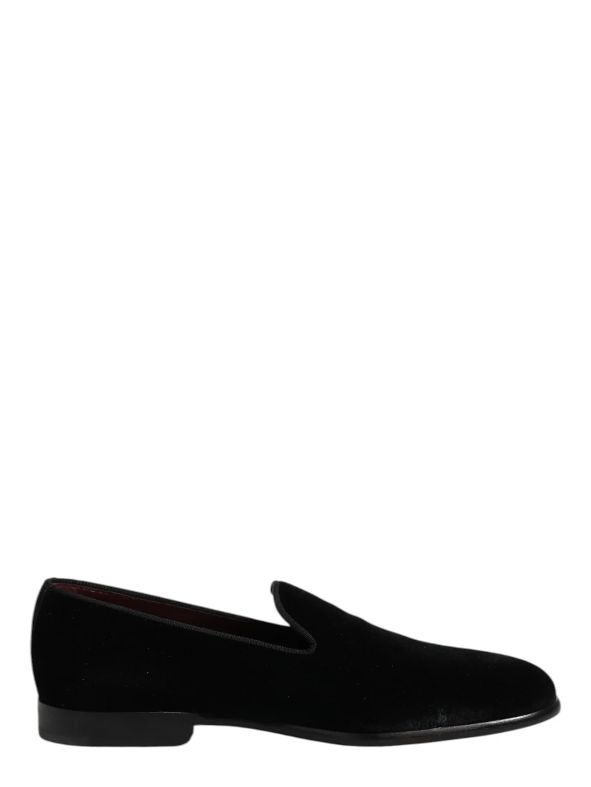 Black Velvet Slip On Loafers Formal Shoes
