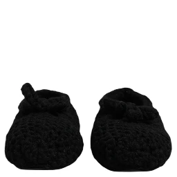 Black Wool Slip On Flats Ballerina Shoes