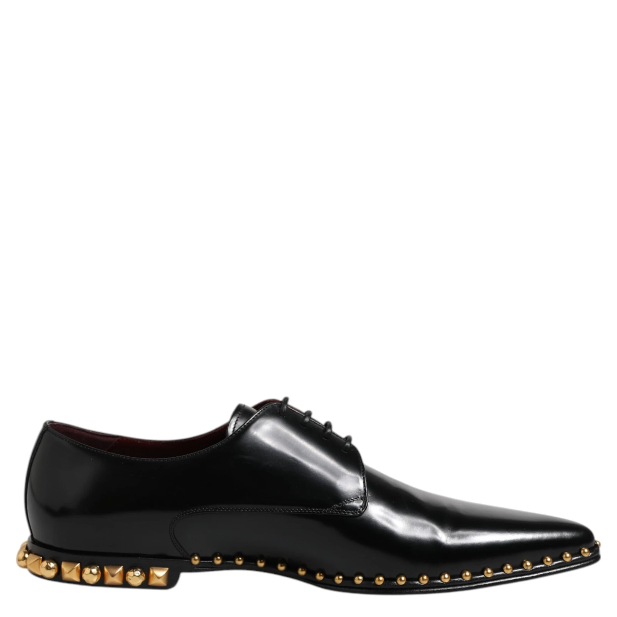 Black Leather Studded Derby Men Dress Shoes