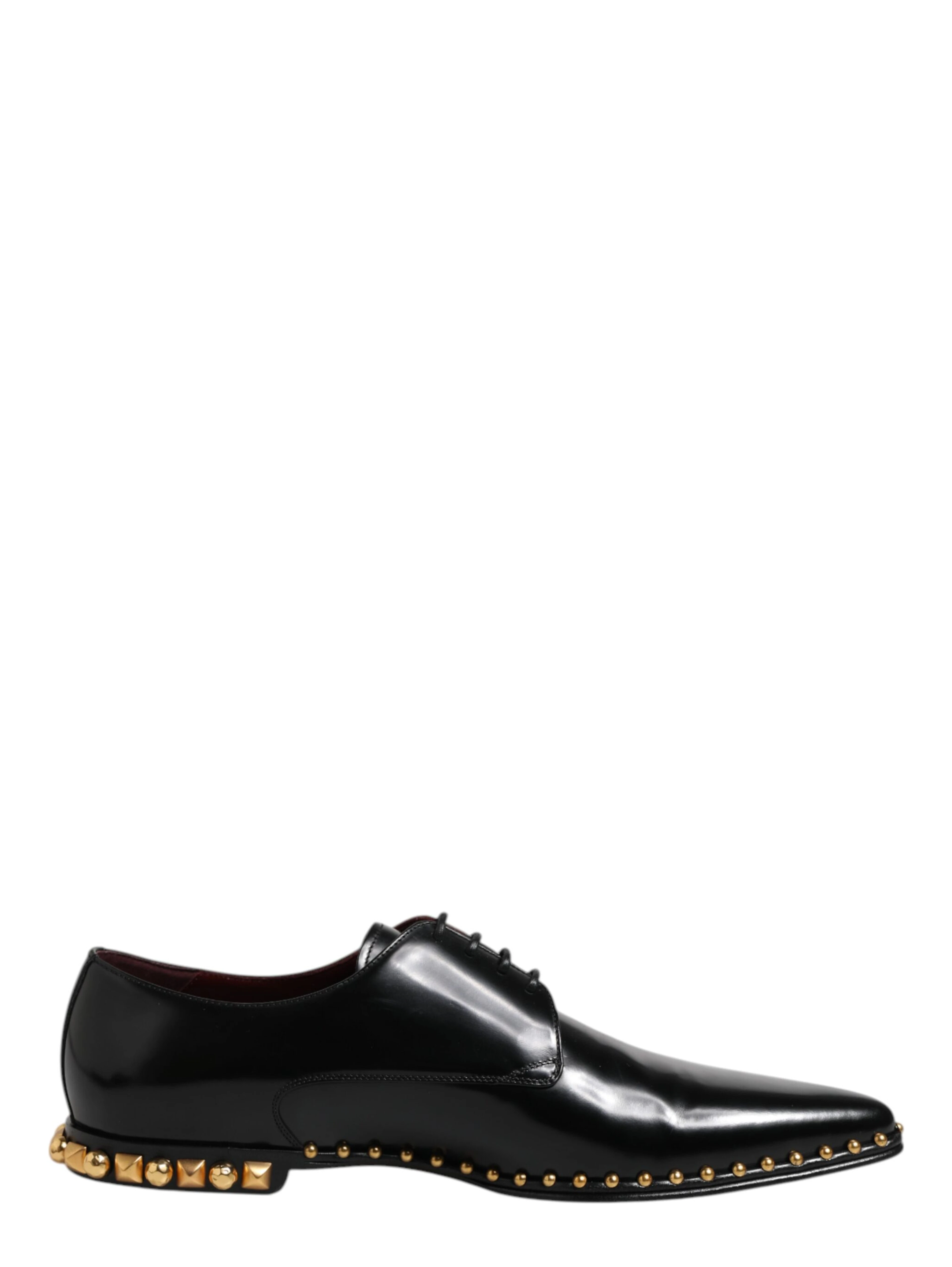 Black Leather Studded Derby Men Dress Shoes