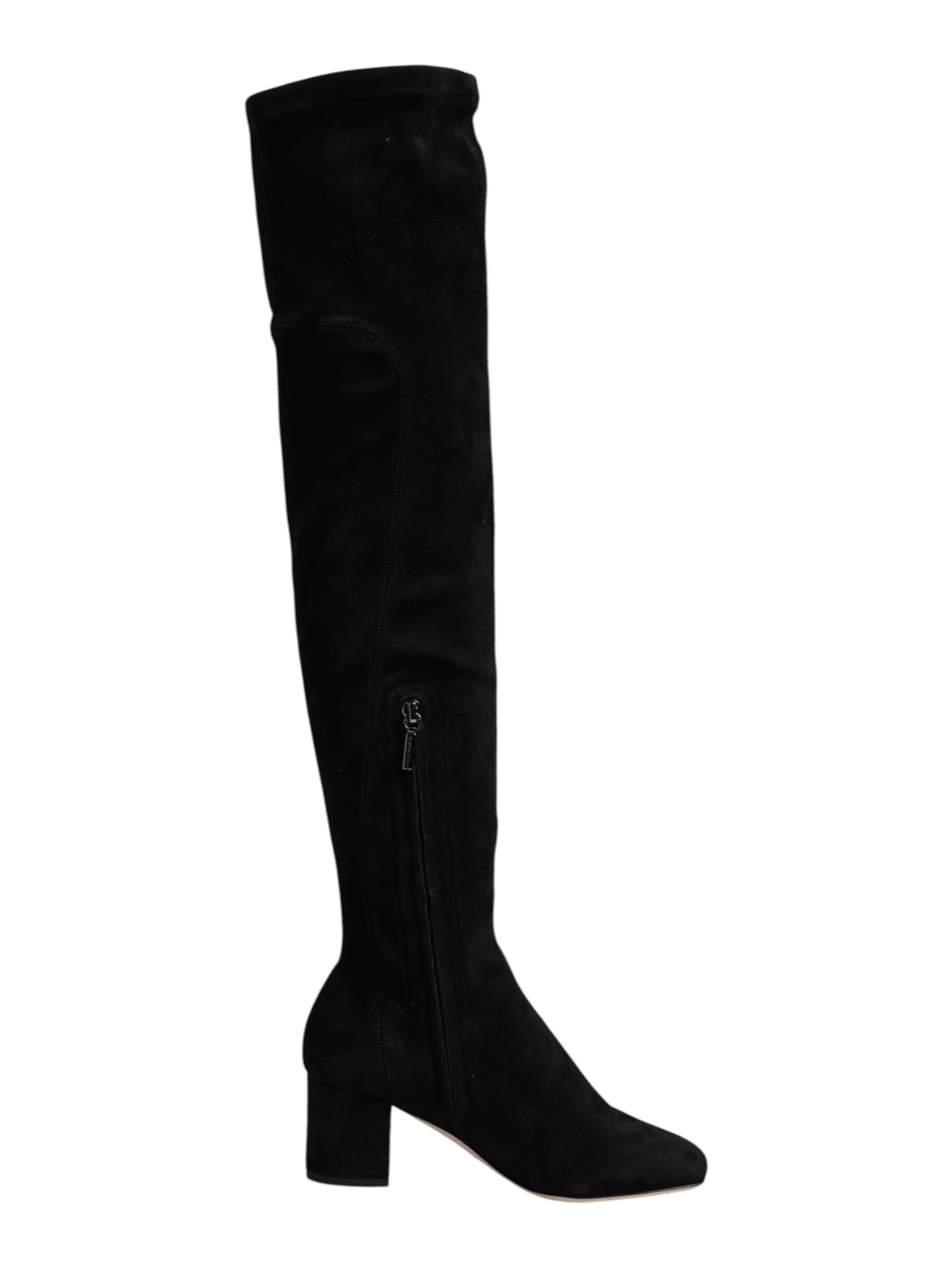 Black Suede Leather Knee High Boots Shoes