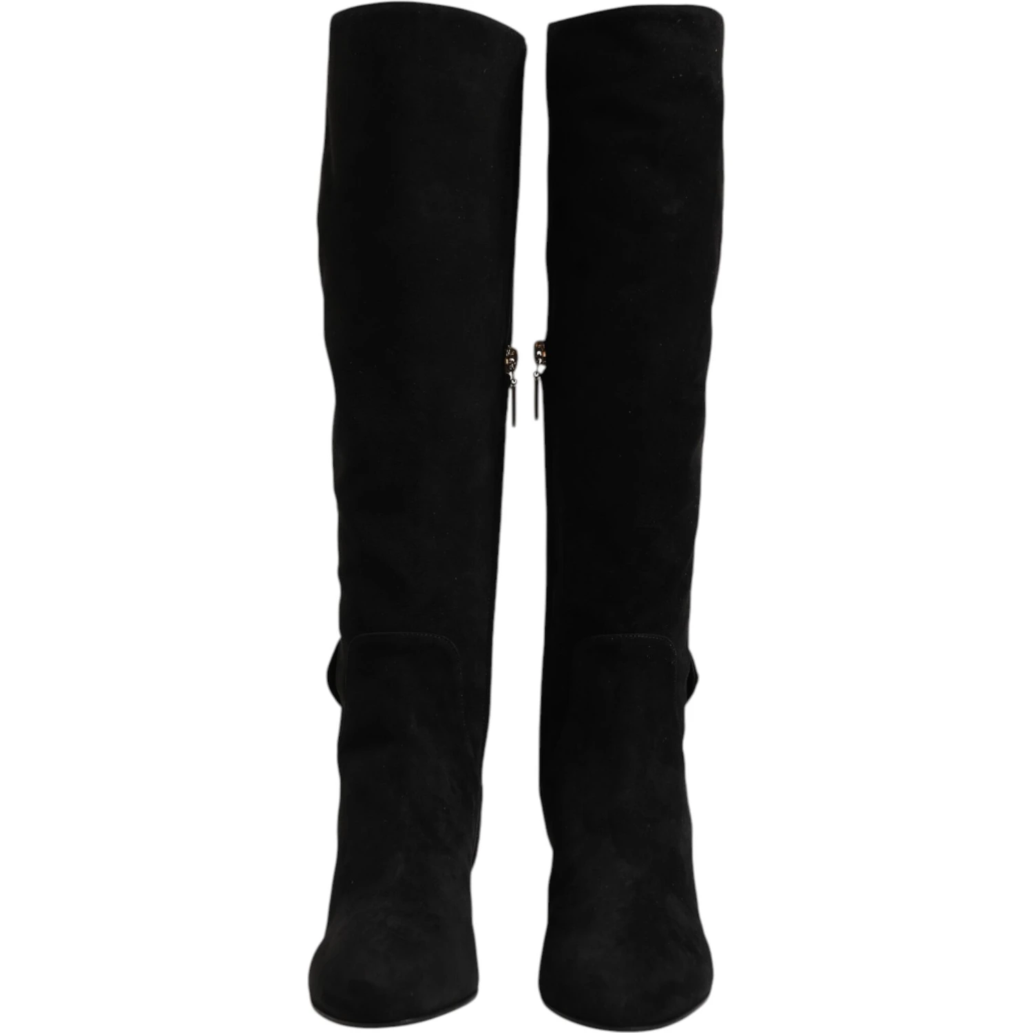 Black Suede Leather Knee High Boots Shoes