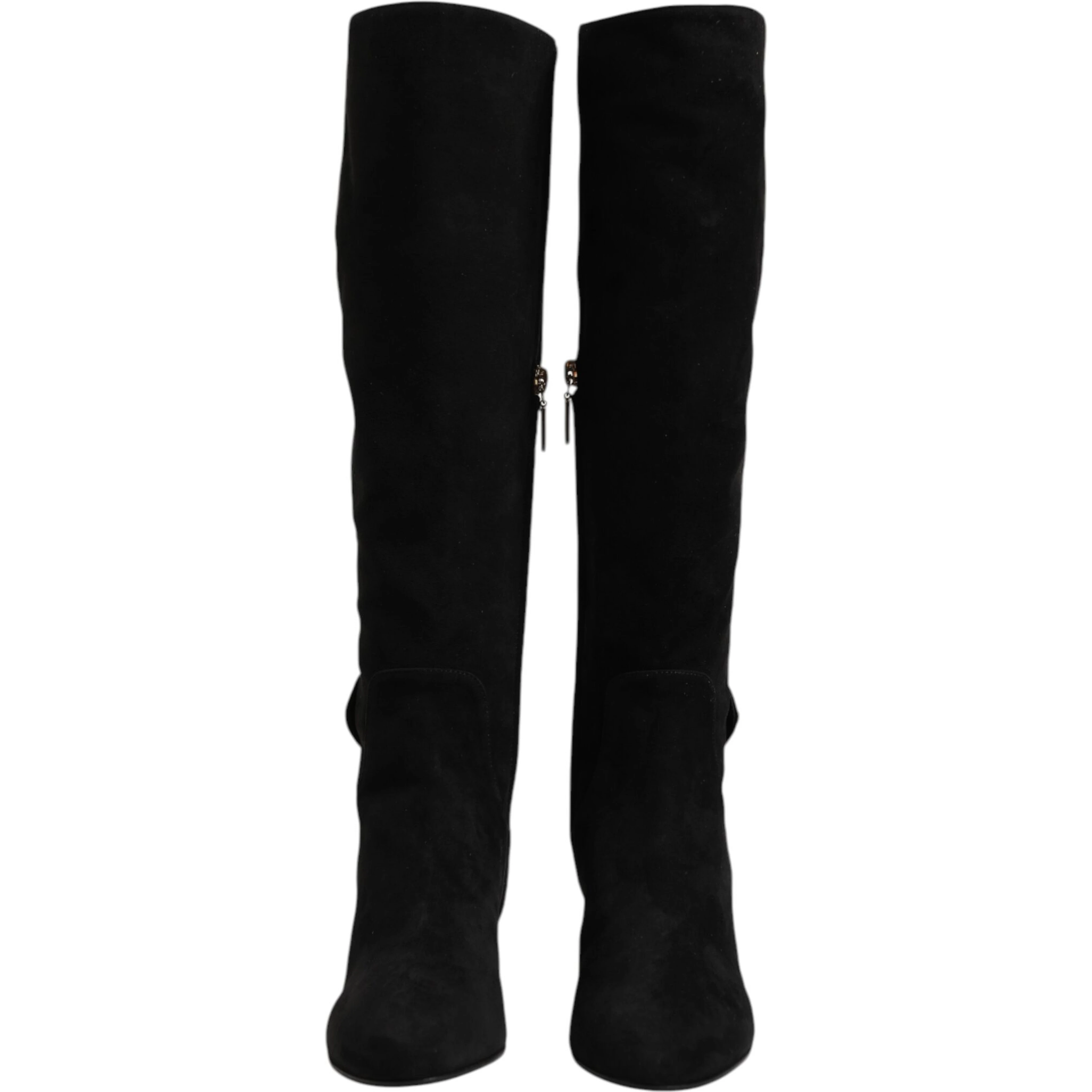 Black Suede Leather Knee High Boots Shoes