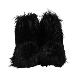 Black Faux Fur Mid Calf Boots Shoes