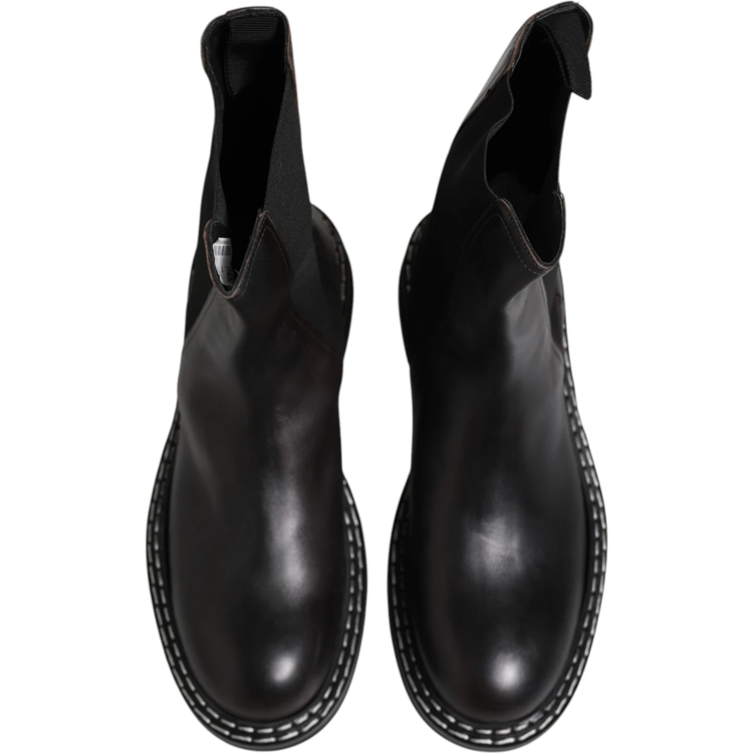 Black Leather Mid Calf Boots Flats Shoes