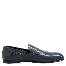 Blue Exotic Leather Slip On Loafers Men Dress Shoes