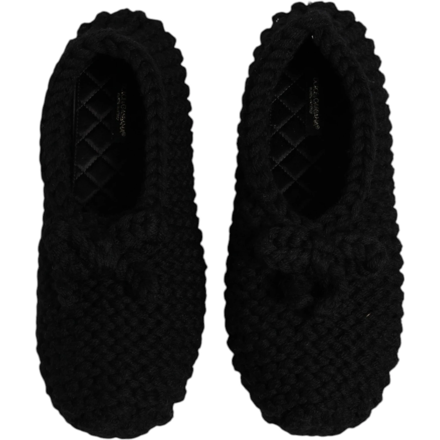 Black Wool Slip On Flats Ballerina Shoes