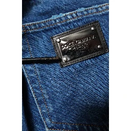 Blue Cotton Logo Plaque Denim Jeans