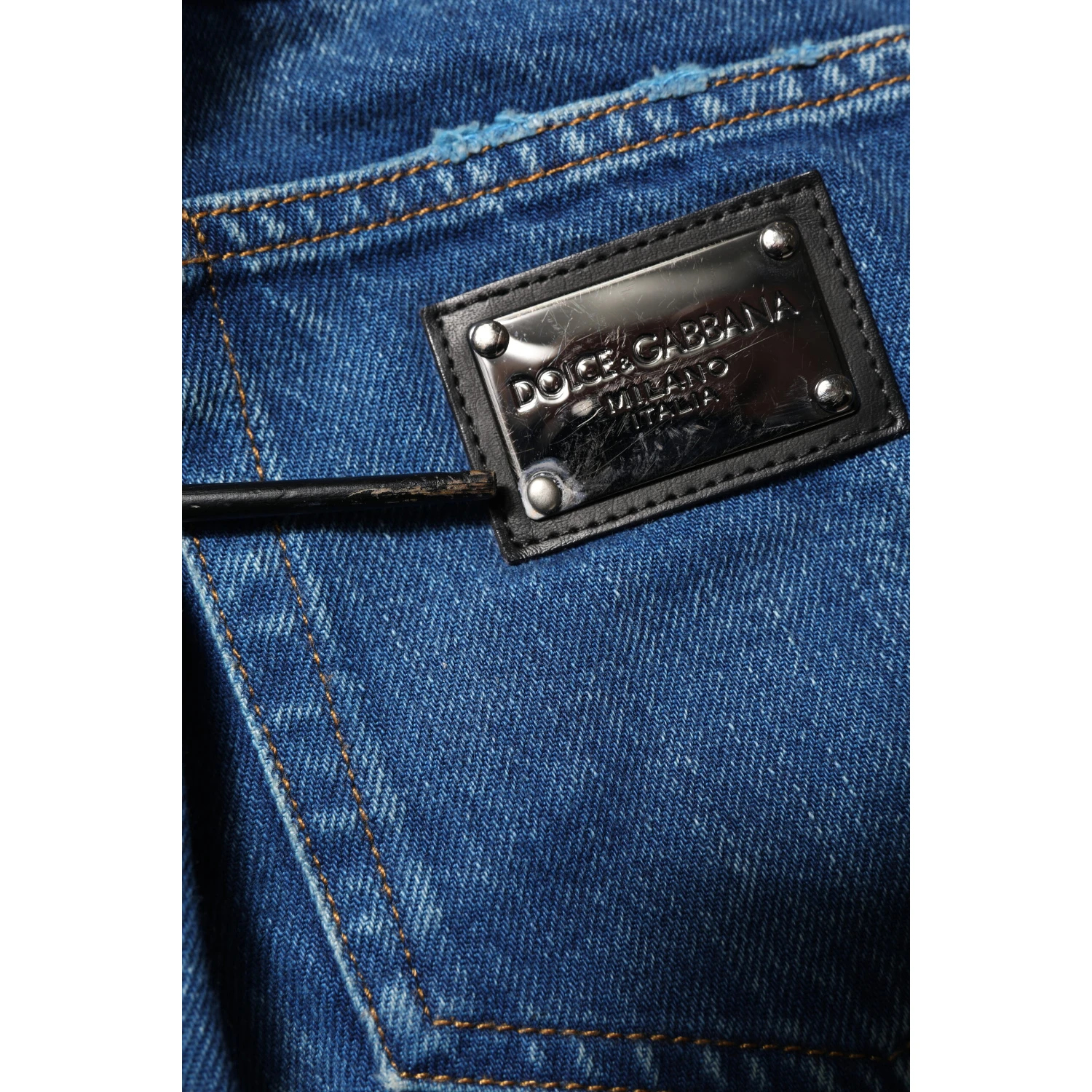 Blue Cotton Logo Plaque Denim Jeans