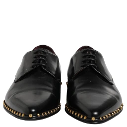 Black Leather Studded Derby Men Dress Shoes