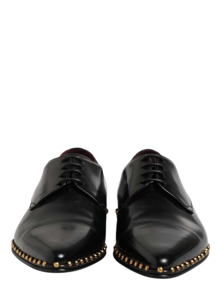 Black Leather Studded Derby Men Dress Shoes alternative