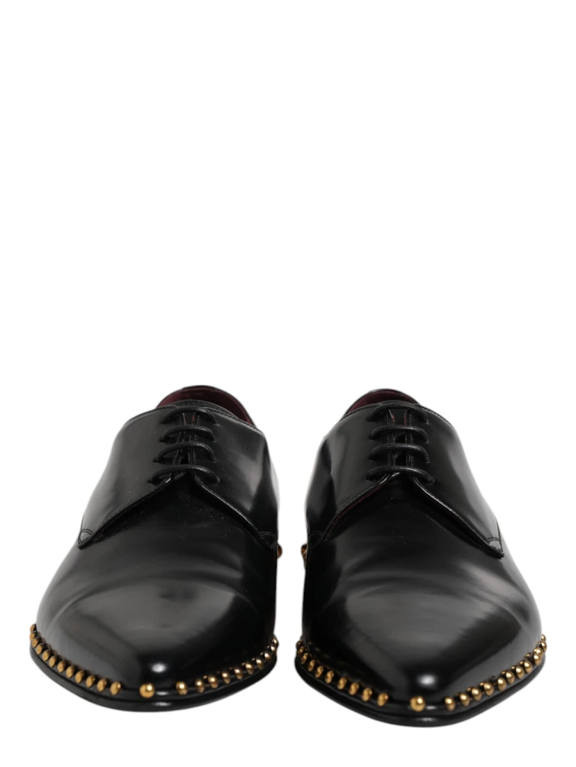 Black Leather Studded Derby Men Dress Shoes