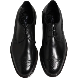 Black Leather Derby Wingtip Formal Shoes