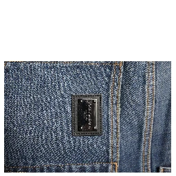 Blue Washed Skinny Logo Plaque Men Denim Jeans